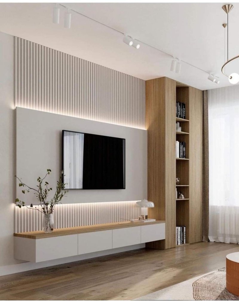 Design TV Zone in the living room in a modern style