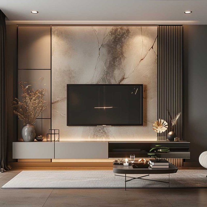 Design TV Zone in the living room in a modern style