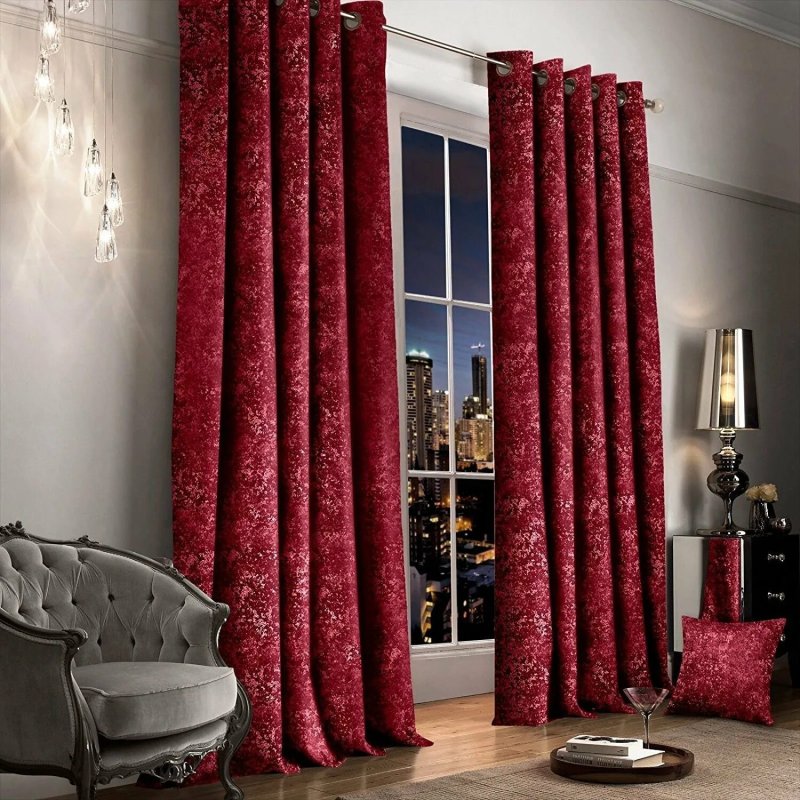 Velvet curtains in the interior