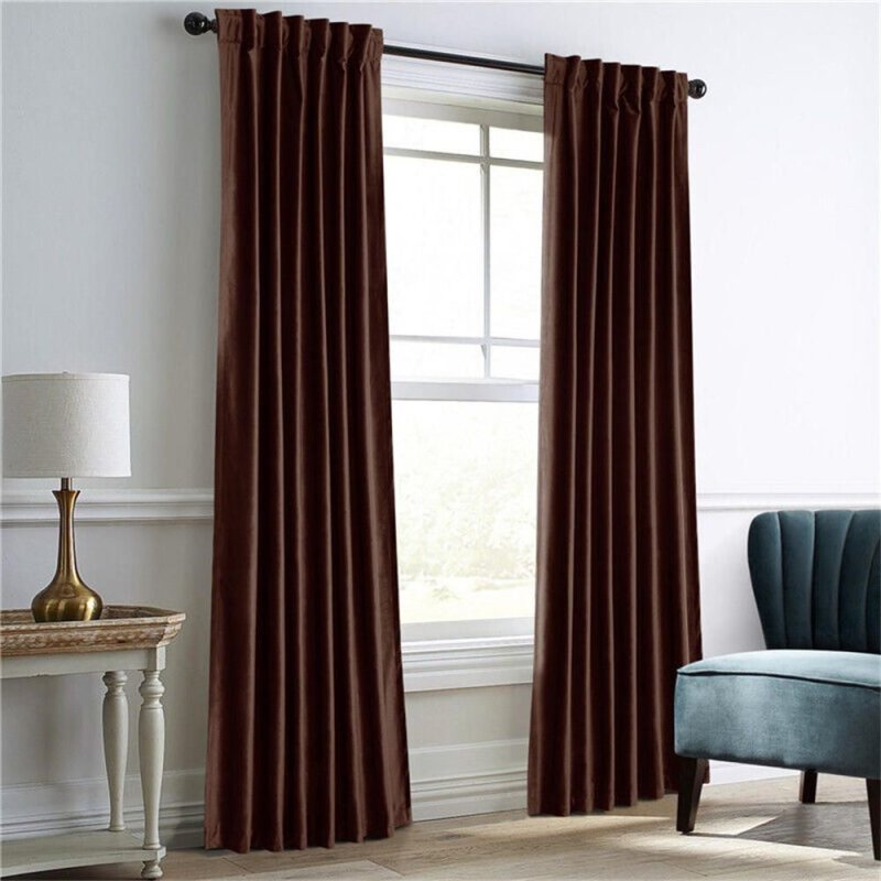 Brown curtains in the interior