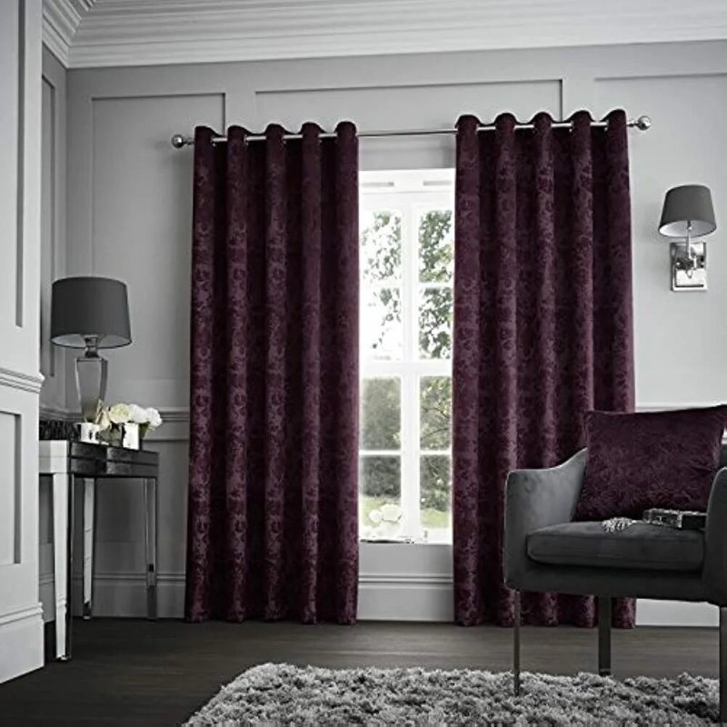 Velvet curtains in the interior