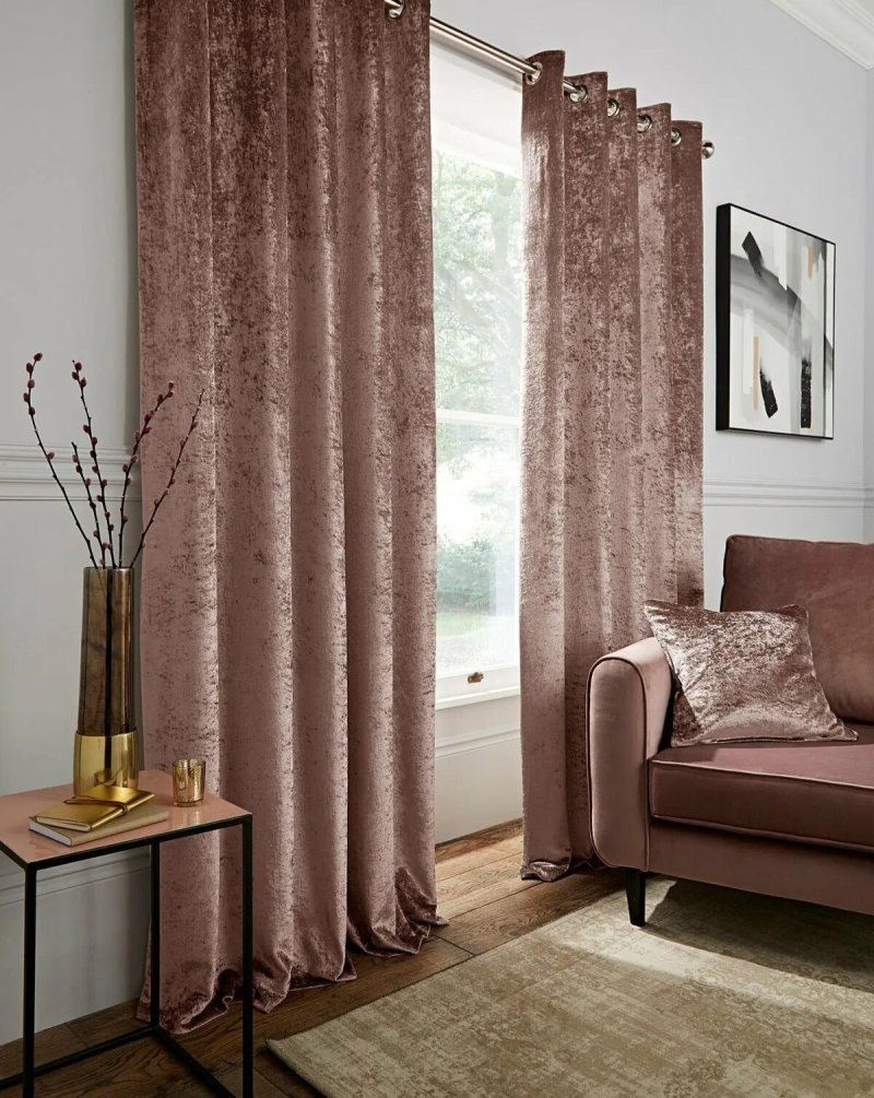 Velvet curtains in the interior