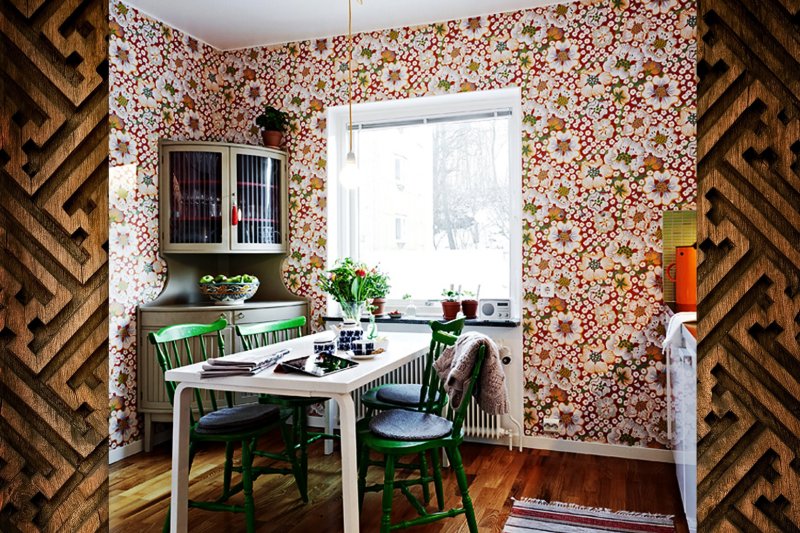 What wallpaper to glue the kitchen in the apartment