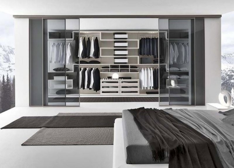 The design of the cabinet in a modern style bedroom