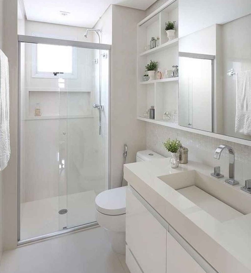 The interior of a small bathroom