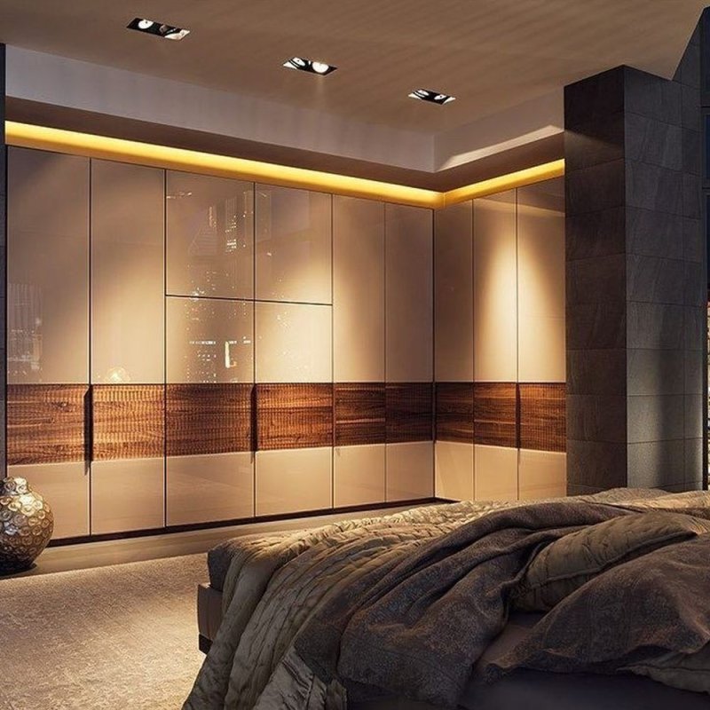 The design of the cabinet in a modern style bedroom