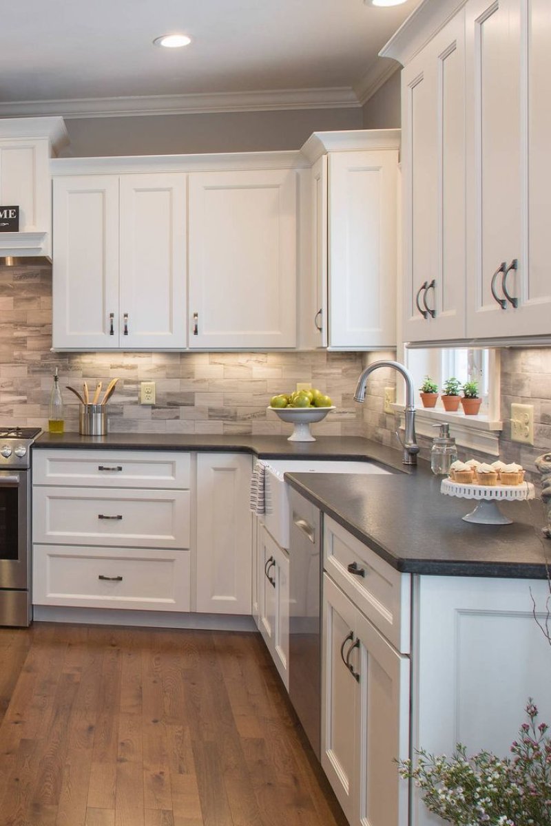 Kitchen white corner design