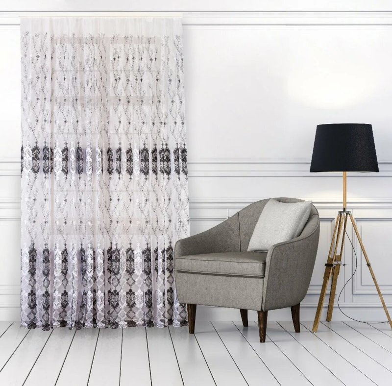 Tulle mesh in the interior of the living room