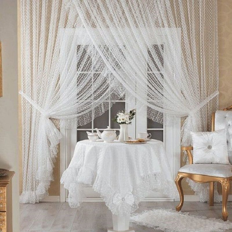 White curtains in the interior