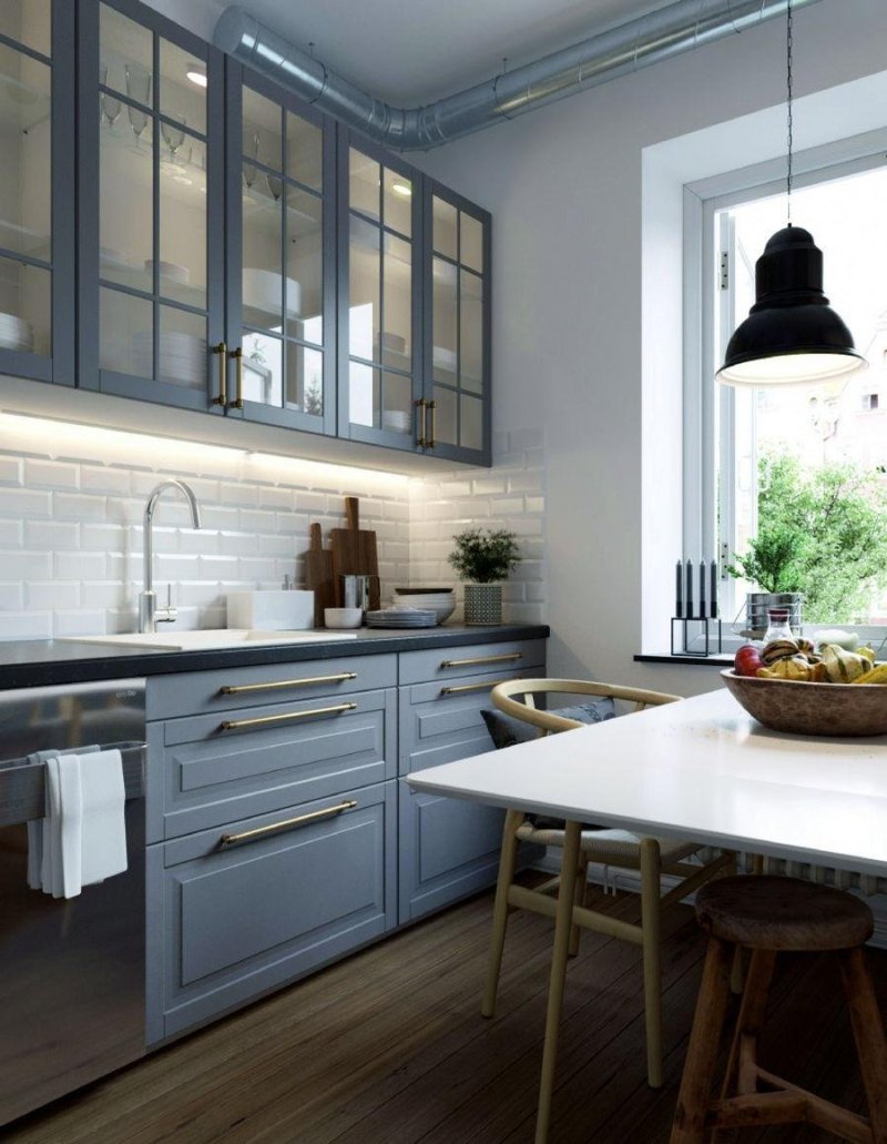 Gray kitchen in the Scandinavian style