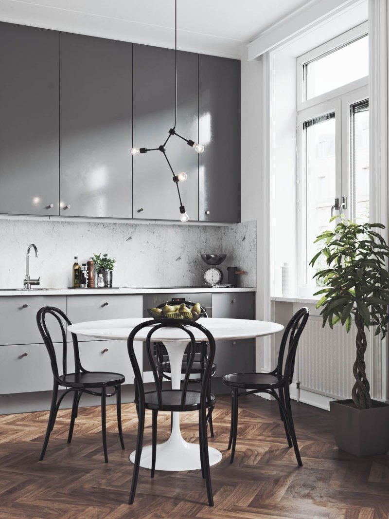 Gray kitchen in the Scandinavian style