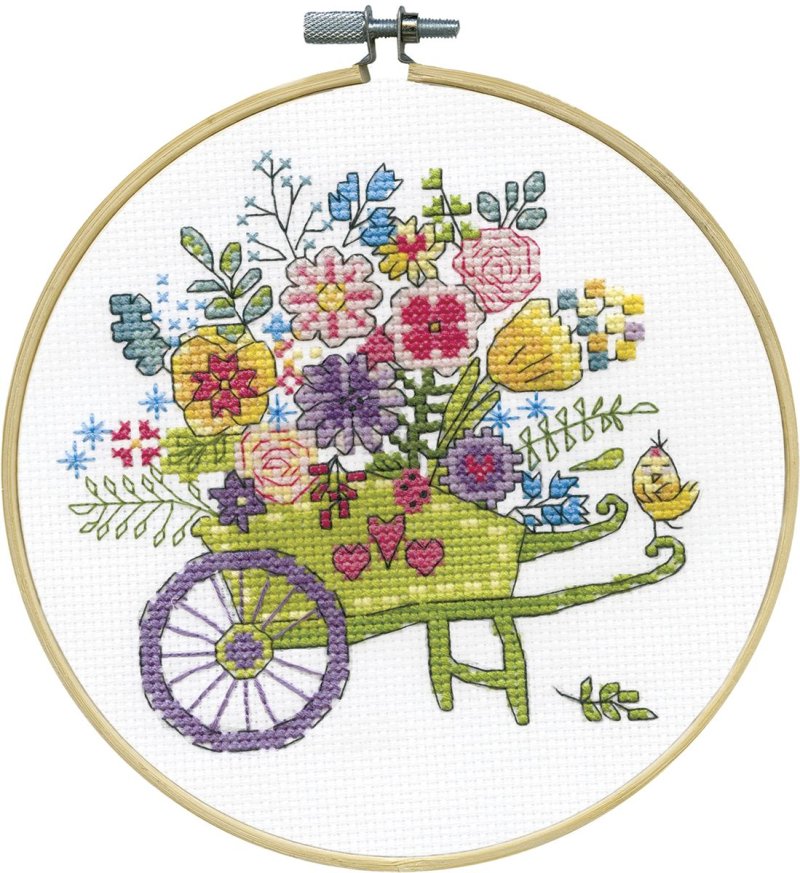 Cross embroidery bicycle with flowers