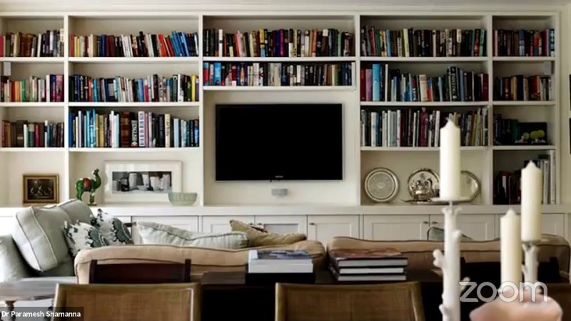 Living room with book shelves