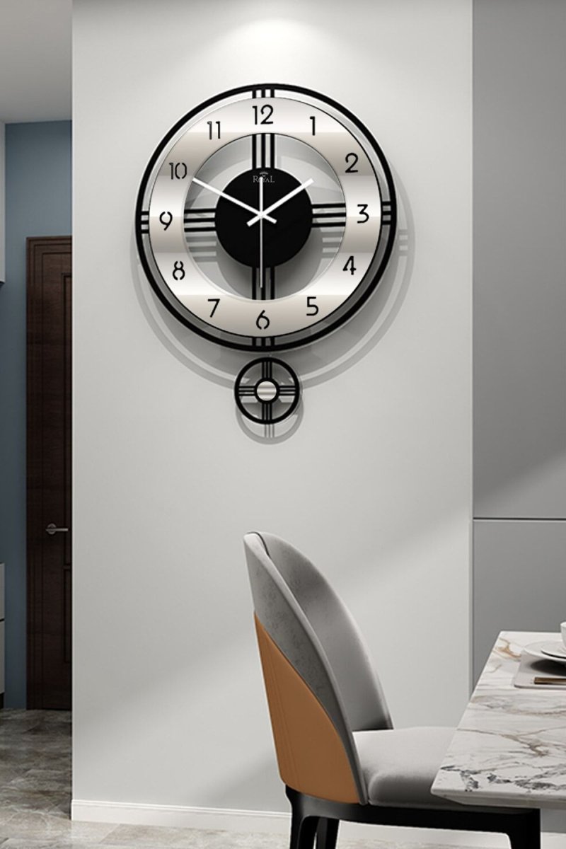 The wall clock is modern