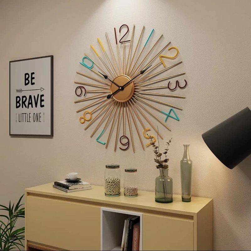 The wall clock is modern