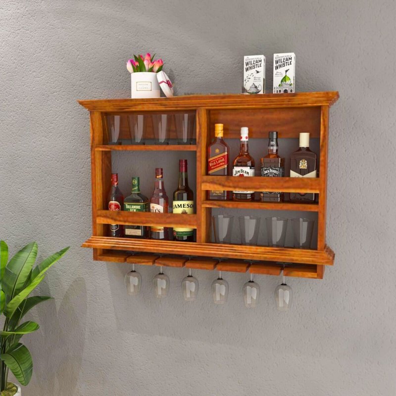 Shelf for glasses Wooden suspended