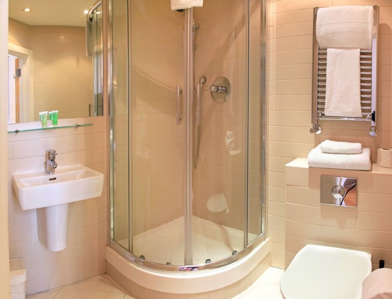 Shower cabin in a small bathroom