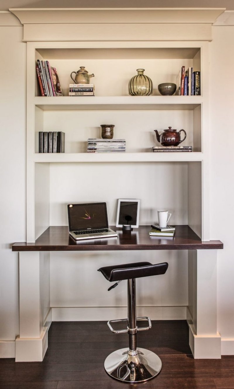 Shelves above the computer table