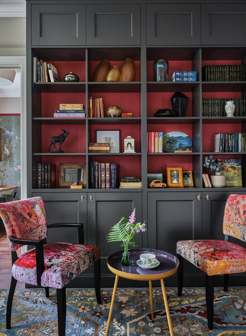 Book Shelves in the interior of the living room