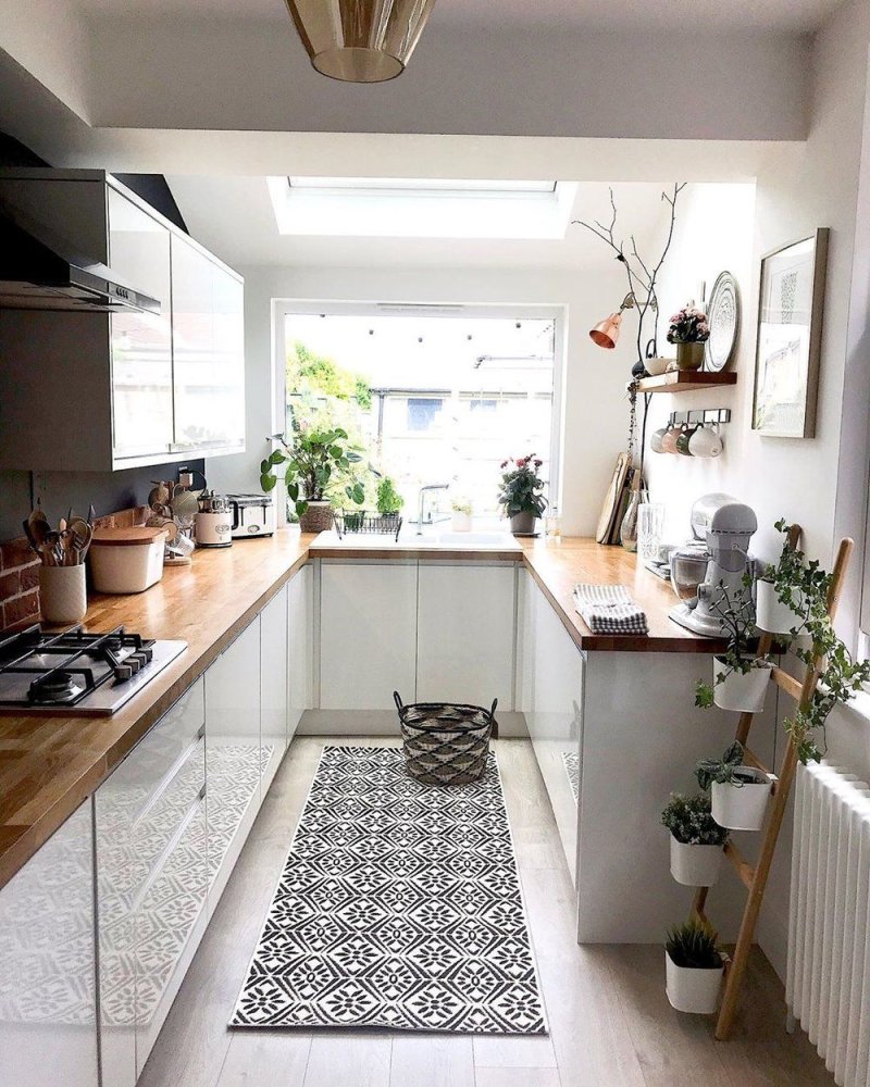 Long narrow kitchen design