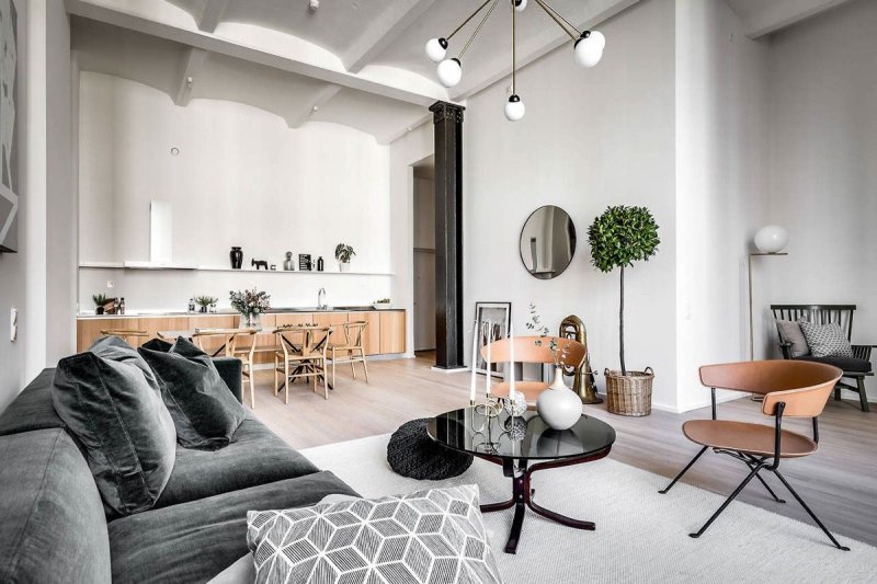 Scandinavian style in the interior of the living room