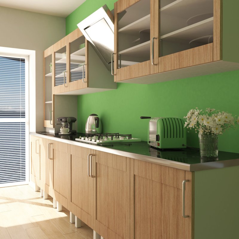 Kitchen with green walls