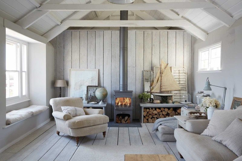 The interior of a country house in the Scandinavian style