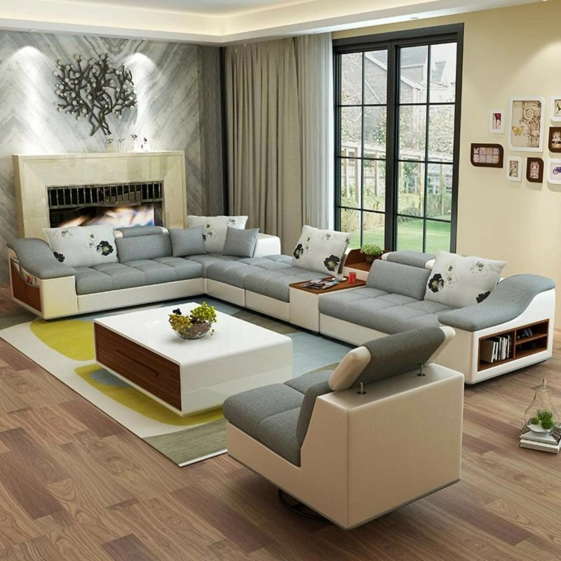 Design of sofas in the living room in a modern style