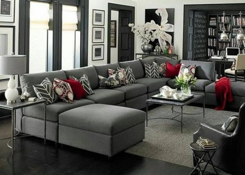 Dark gray sofa in the interior