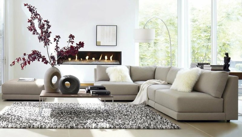 Carpet in front of the sofa in the interior