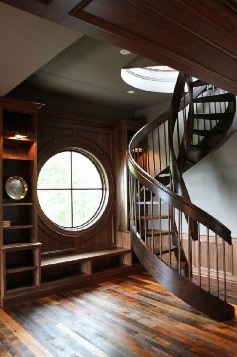 Wooden spiral staircase