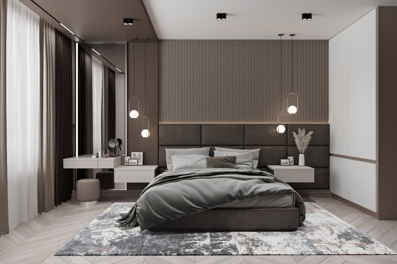 The interior of the bedrooms in a modern style