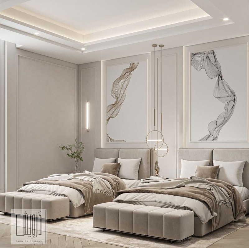 The interior design of the bedroom