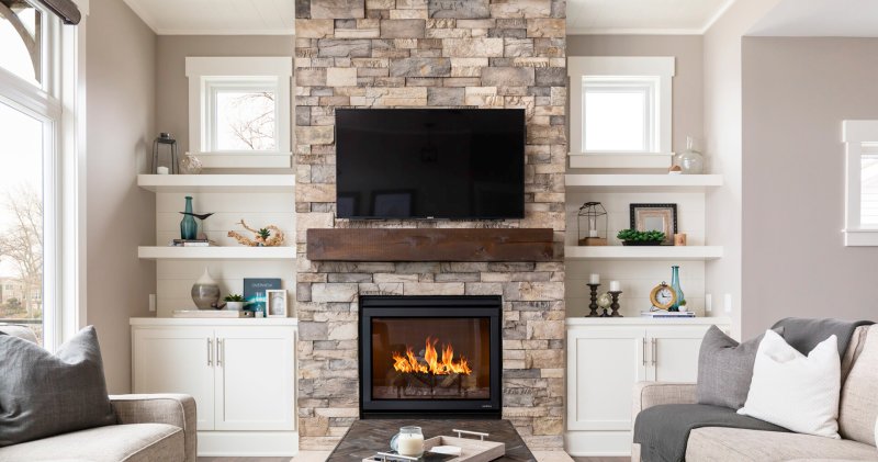 Fireplace in a modern interior