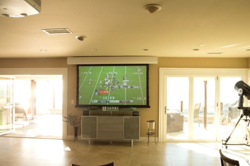 Living room with a projector