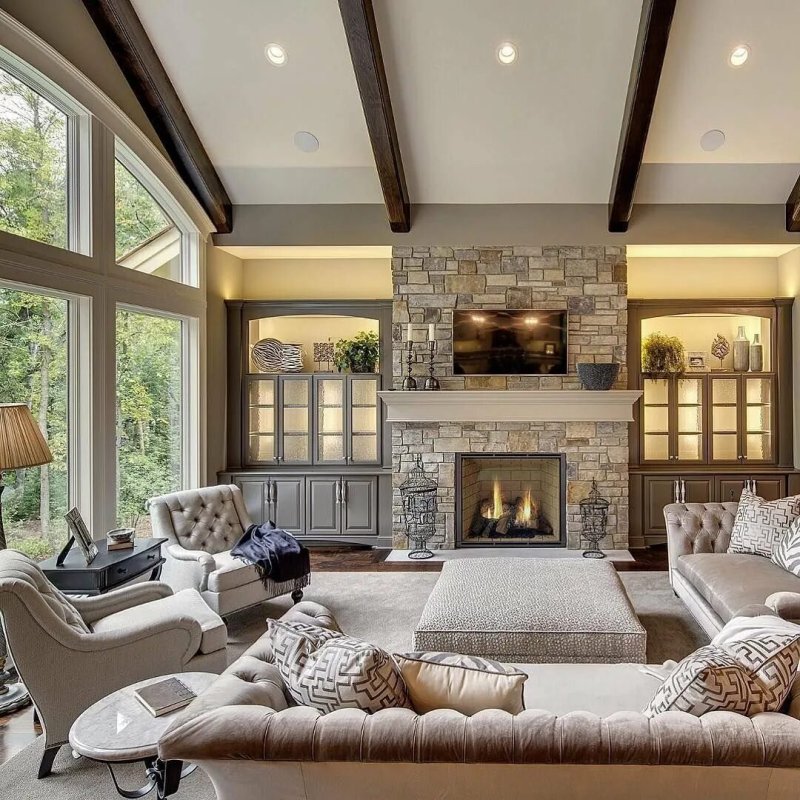 Beautiful living room with fireplace