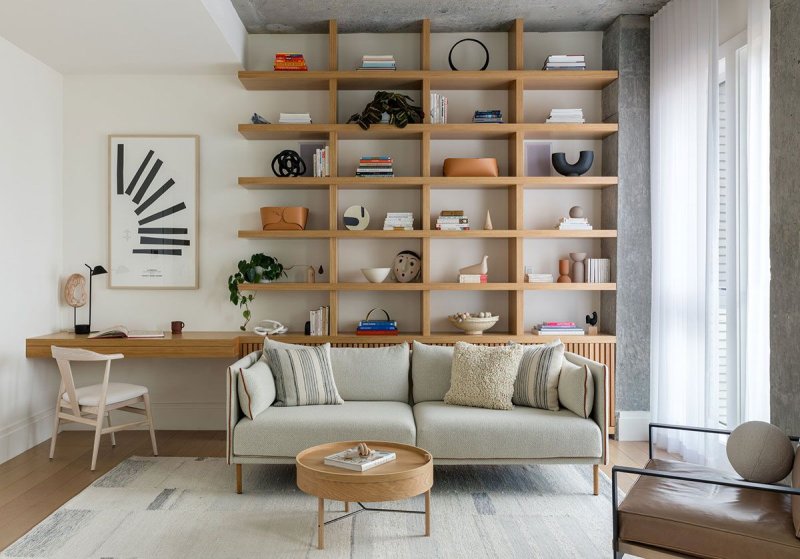 Book Shelves in the interior of the living room