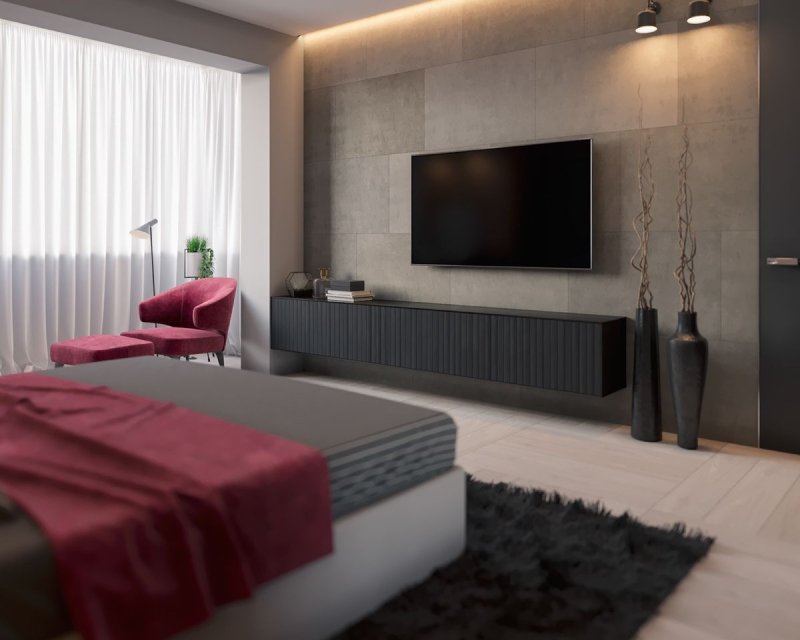 TV zone in a bedroom in a modern style