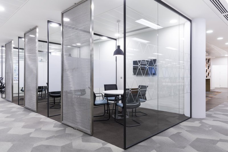 Glass partition for office