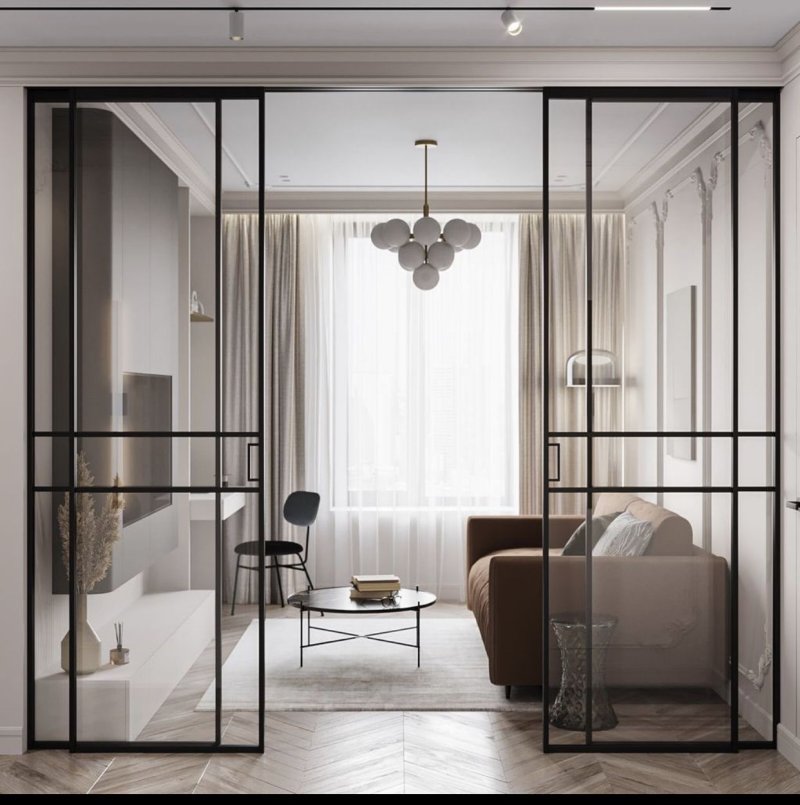 Glass partition in the apartment