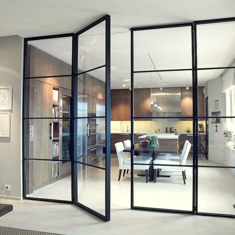 The glass partition is interior