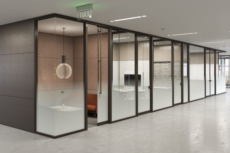 Glass office partitions