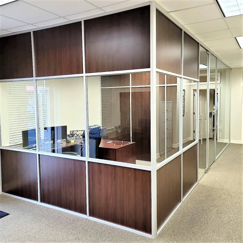 Glass office partitions