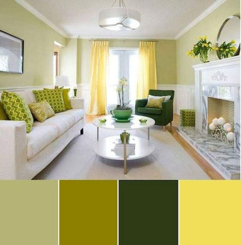 Pistachio color in the interior of the living room