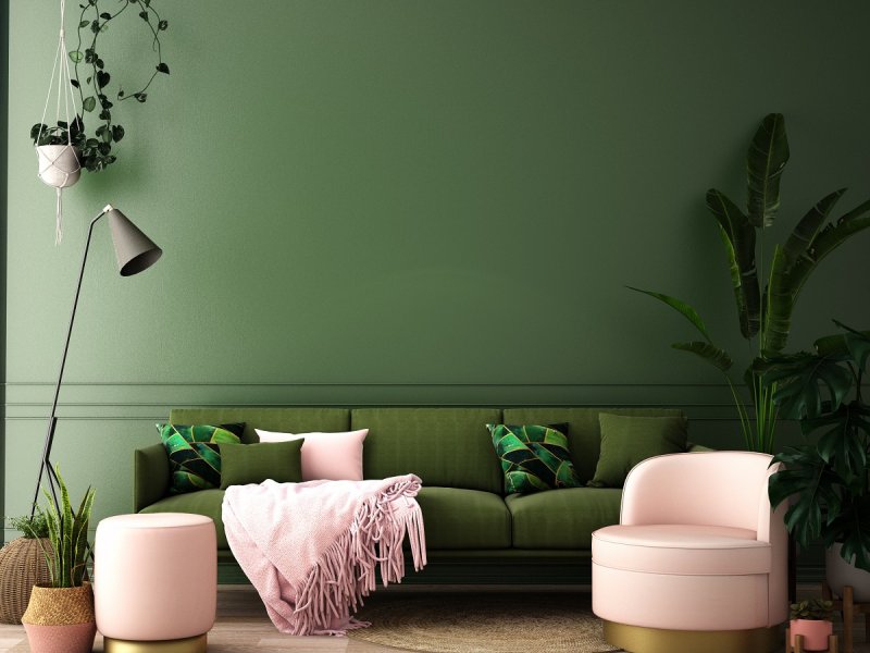 Green sofa interior