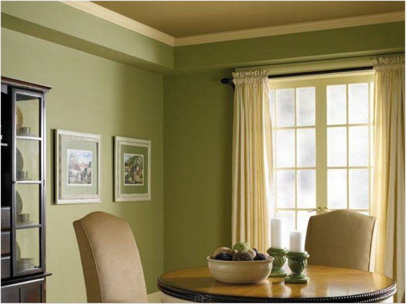 Olive color in the interior painting walls