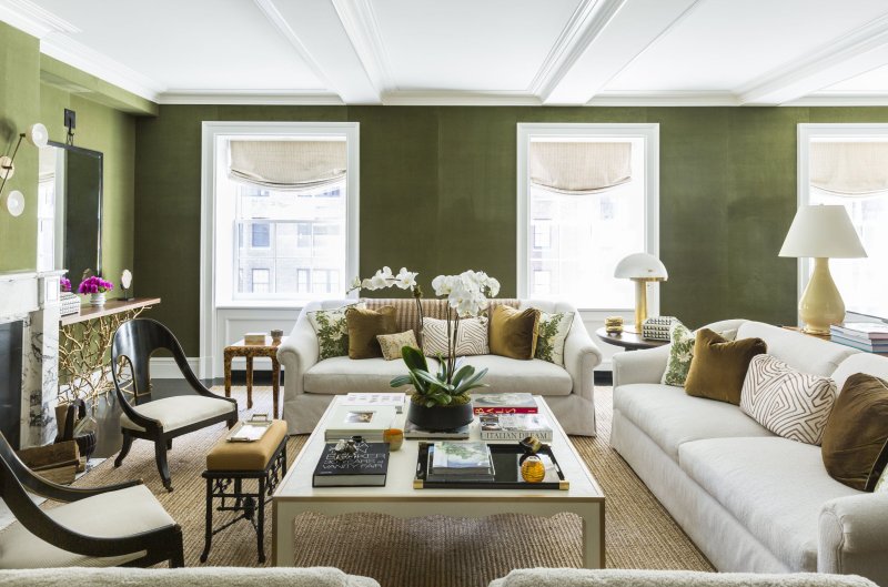 Living room in olive color