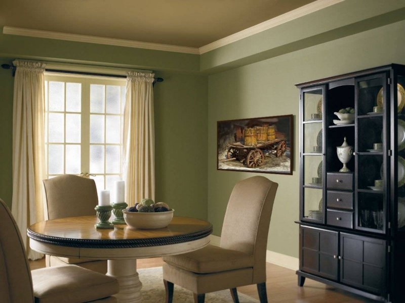 Interior in olive color