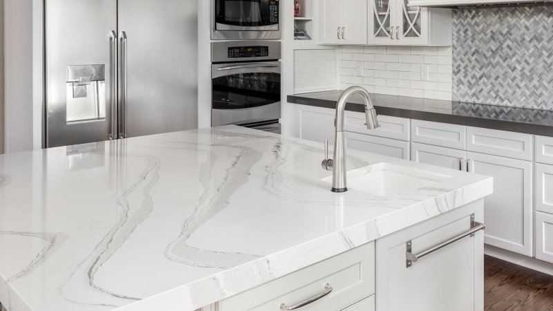 Kitchen countertop white marble