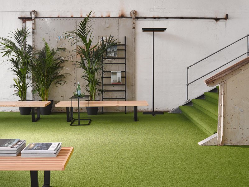 Artificial grass in the interior